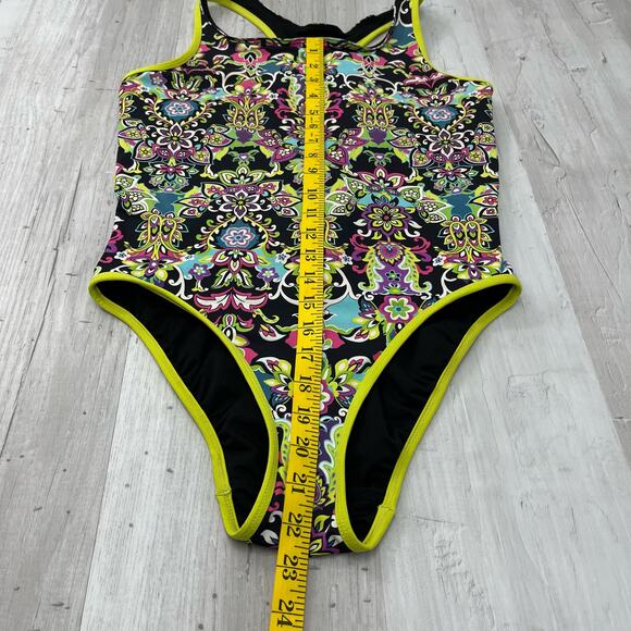 Athleta Paisley Floral Multicolor Reversible Racerback One Piece Swimsuit - Picture 9 of 10